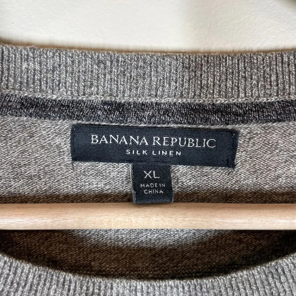 BANANA REPUBLIC Mens Gray Silk Linen Pullover Crewneck Sweater Size XL - Picture 4 of 9